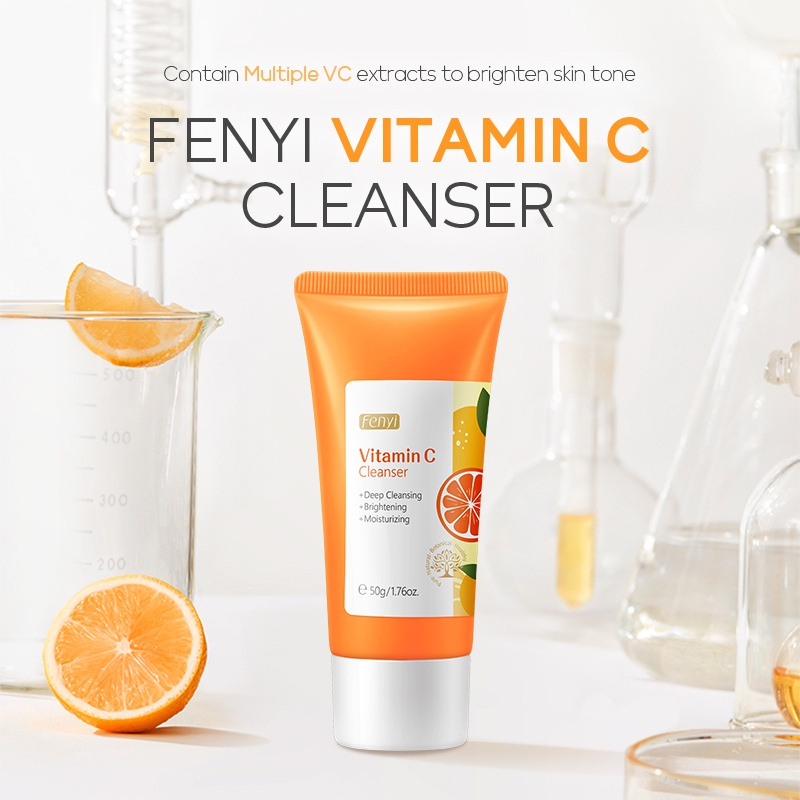 LAIKOU FENYI Vitamin C Cleanser Brightening Face Wash 50g Deep Cleansing Pores Oil Control Moisturizing Gentle Foam Cleanser with Vitamin C for Radiant Smooth Glowing Healthy Skin Daily Skincare - View 3 of 3