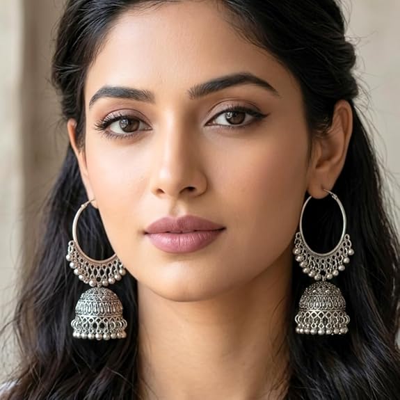 Fashion Frill Earrings For Women Floral Vintage Design Traditional Drop Jhumke For Women Girls - View 3 of 5