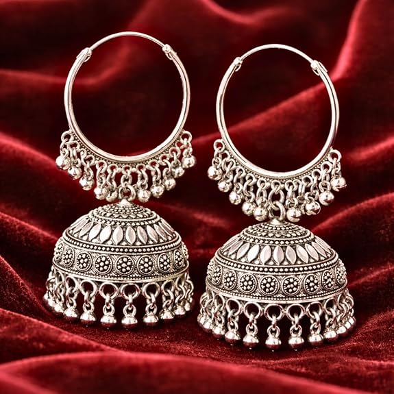 Fashion Frill Earrings For Women Floral Vintage Design Traditional Drop Jhumke For Women Girls - View 4 of 5
