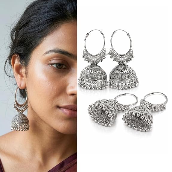 Fashion Frill Earrings For Women Floral Vintage Design Traditional Drop Jhumke For Women Girls - View 5 of 5