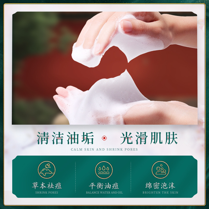 HBESTY Baizhentang Herbal Cleansing and Acne Removal Facial Cleanser Herbal Formula Deep Cleansing Acne Care Skin Tone Enhancing Hydrating Moisturizing Gentle Face Wash for Smooth Clear Healthy Skin - View 2 of 3