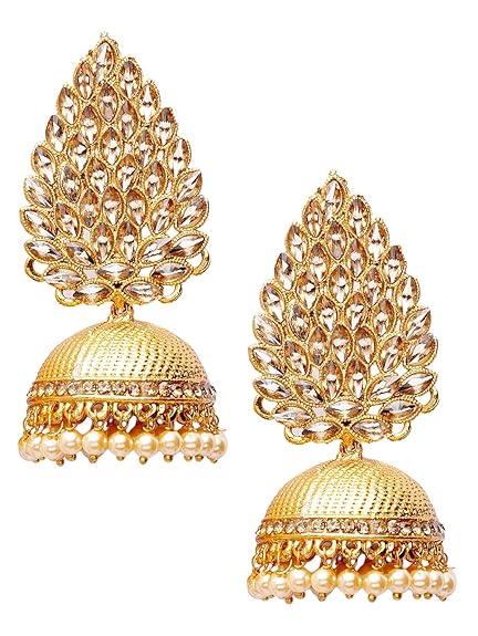 Shining Diva Traditional Design Stylish Pearl Jhumka Jhumki Earrings for Women, gold-design2, 11028er, style01 - Related product
