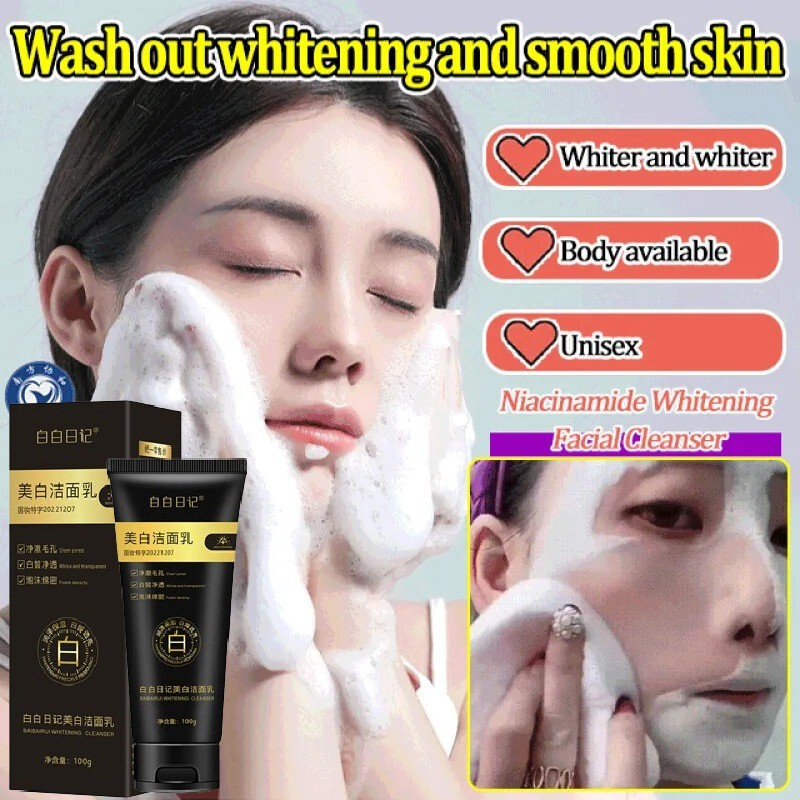 Deep Cleansing Whitening Facial Foaming Cleanser 100g Niacinamide Face Wash Oil Control Blackhead Removal Cleansing Milk Brightening Hydrating Smooth Skin Gentle Daily Skincare Facial Foam Cleanser Radiant Glow Care - View 3 of 3