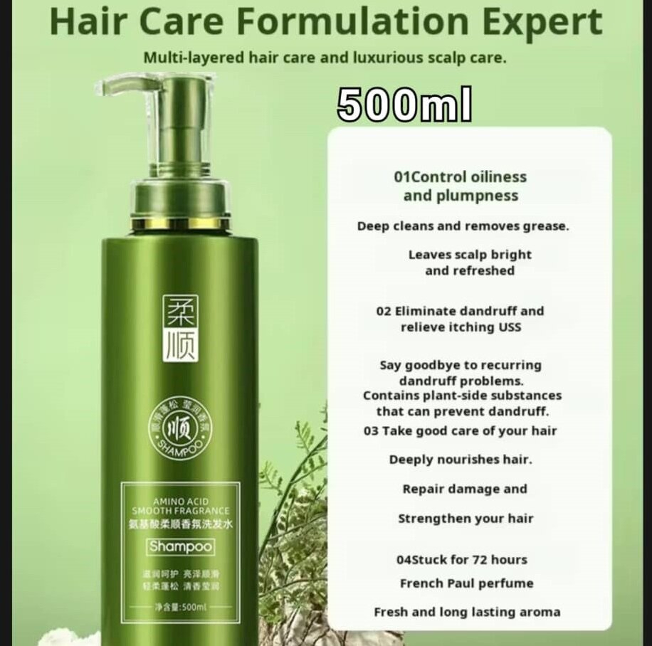 Amino Acid Anti Dandruff Shampoo Oil Control Scalp Care Deep Cleansing Hair Shampoo Removes Flakes Itch Relief Hydrating Nourishing Smooth Hair Daily Use for All Hair Types - View 2 of 3