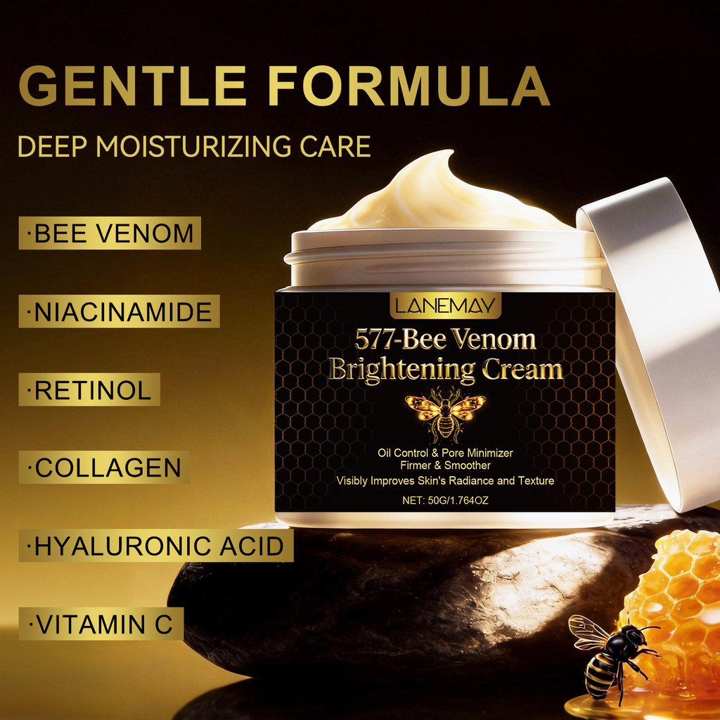 Anti Aging Face Cream 50g Bee Venom Extract Night Moisturizer Tightens Pores Firms Skin Brightens Complexion Hydrating Anti Wrinkle Repair Cream for Smooth Youthful Glow Facial Care - View 3 of 3