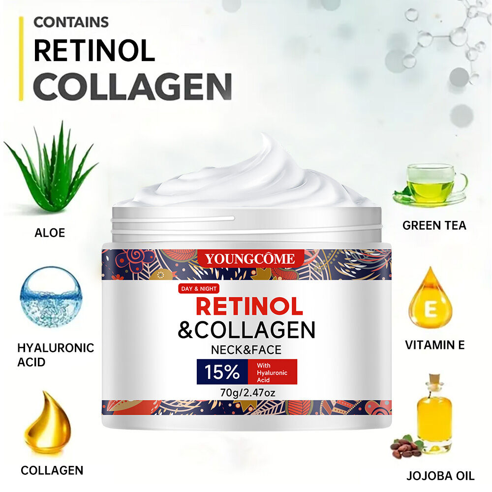 Retinol Collagen Anti Aging Cream Intense Hydration Firming Wrinkle Care Reduces Fine Lines Skin Lifting Moisturizing Day Night Face Cream Repair Brightening Smooth Youthful Complexion Skincare - View 3 of 3