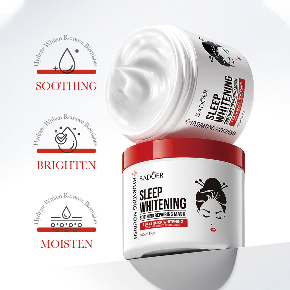 Kojic Acid Sleeping Whitening Facial Mask Moisturizing Night Cream Skin Care Brightening Firming Smooth Delicate Skin Repair Overnight Hydrating Anti Dullness Glow Enhancing Face Mask Cream - View 3 of 3