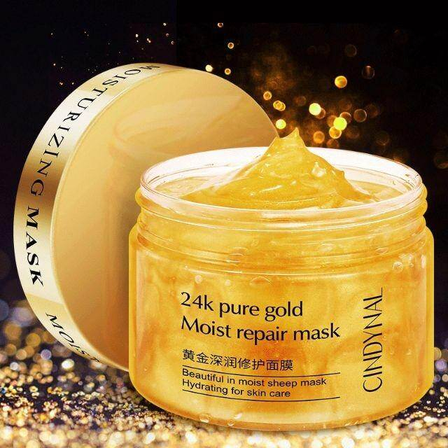 24K Pure Gold Moist Repair Sleeping Mask Night Cream Deep Hydration Brightening Anti Aging Overnight Treatment Nourishing Skin Repair Mask for Radiant Smooth Firm Glowing Healthy Skin All Types - View 2 of 3