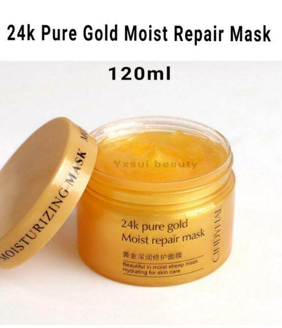24K Pure Gold Moist Repair Sleeping Mask Night Cream Deep Hydration Brightening Anti Aging Overnight Treatment Nourishing Skin Repair Mask for Radiant Smooth Firm Glowing Healthy Skin All Types - View 3 of 3