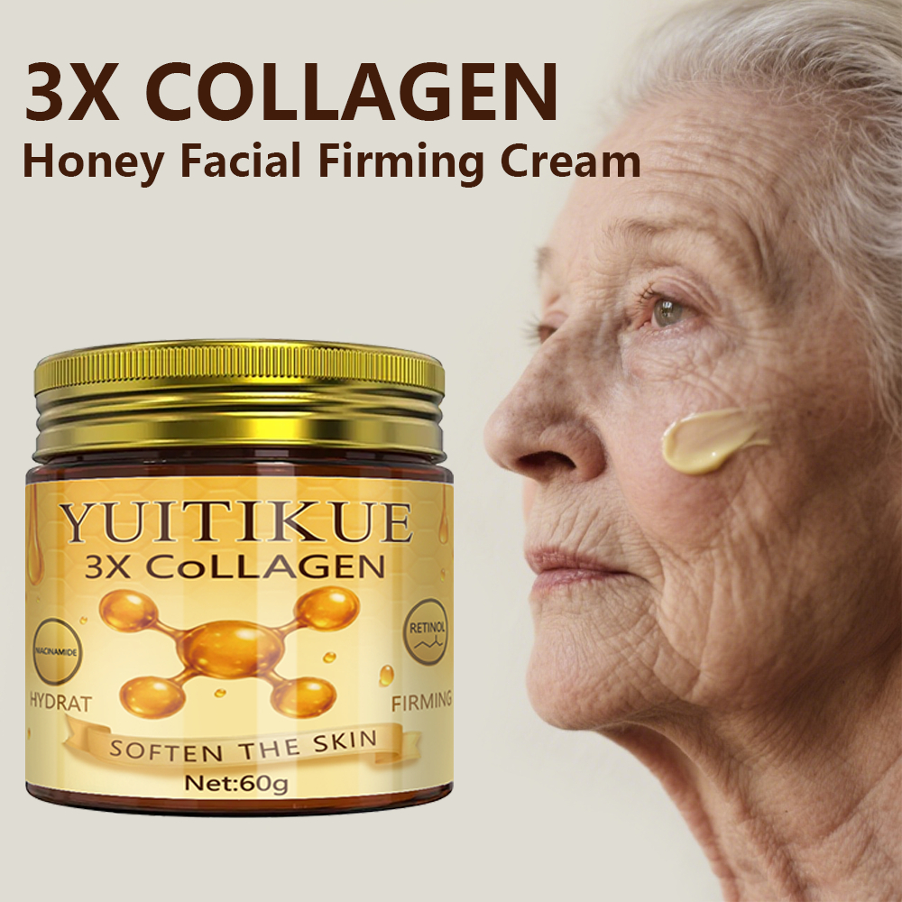 3X Collagen and Honey Anti Aging Face Cream Retinol Moisturizer Lifting Firming Wrinkle Care Hydrating Day Night Cream 60g Nourishing Repair Brightening Smooth Youthful Skin for All Skin Types - View 2 of 3