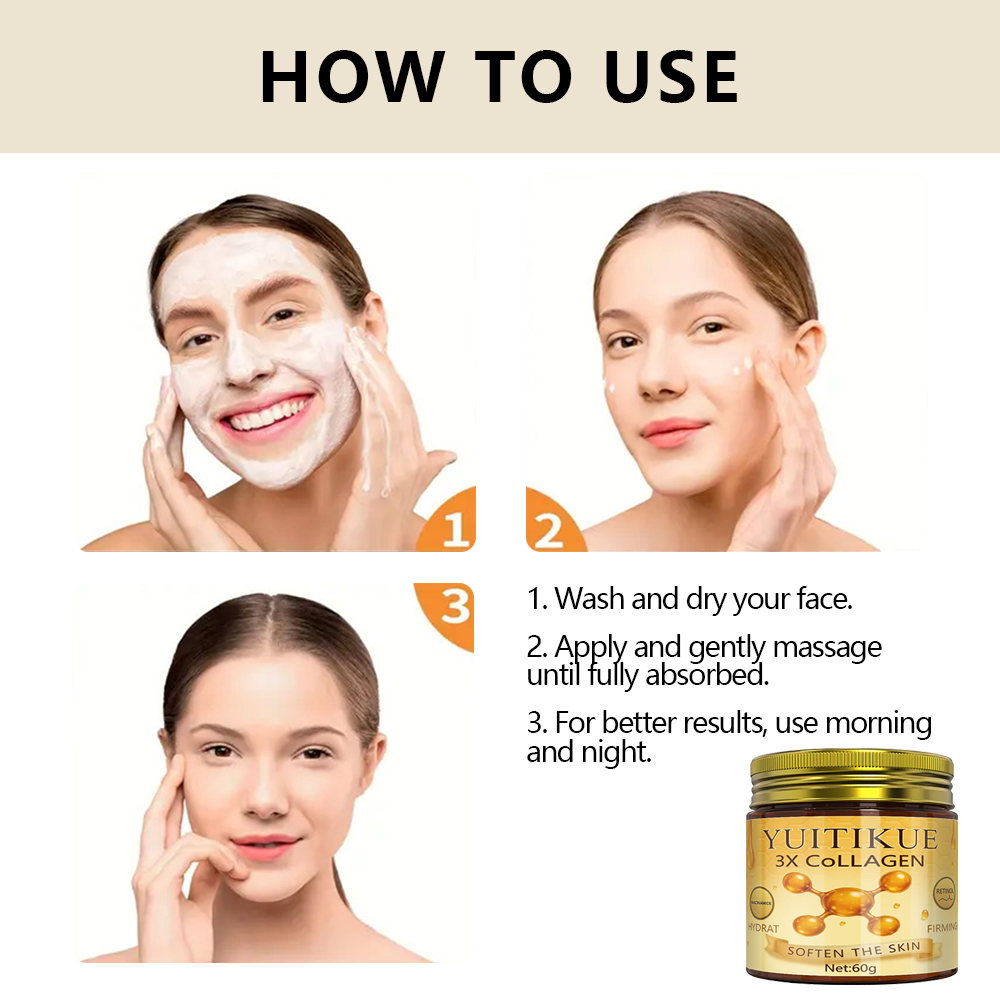 3X Collagen and Honey Anti Aging Face Cream Retinol Moisturizer Lifting Firming Wrinkle Care Hydrating Day Night Cream 60g Nourishing Repair Brightening Smooth Youthful Skin for All Skin Types - View 3 of 3