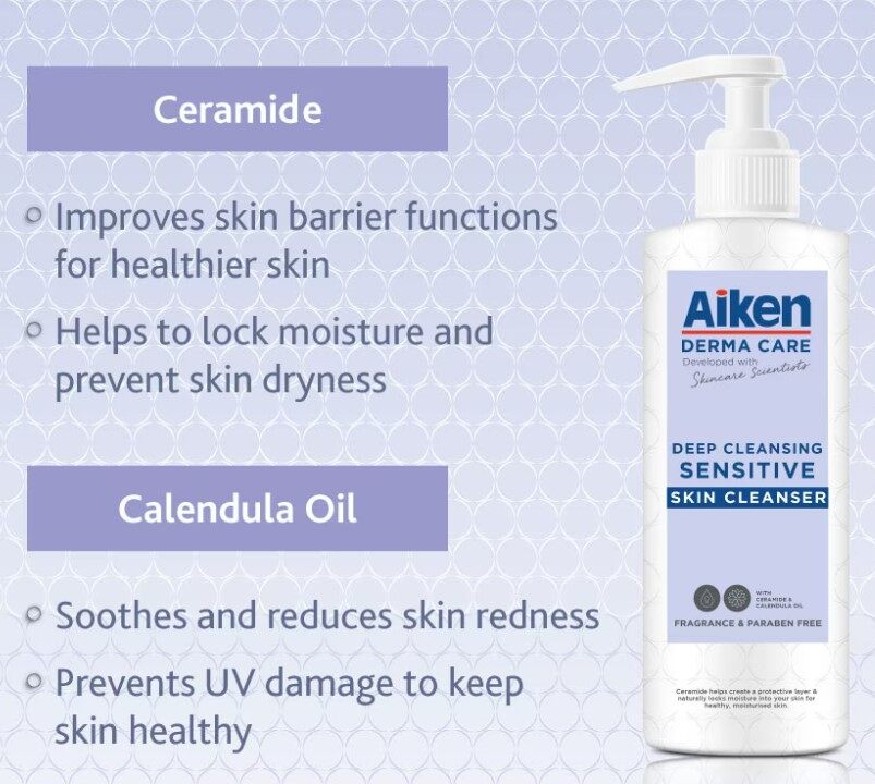 Aiken Derma Care Deep Clean Sensitive Skin Cleanser 150g Gentle Facial Wash Soothing Hydrating Non Irritating Formula for Sensitive Skin Deep Cleansing Refreshing Daily Skincare Essential for Soft Healthy Skin - View 2 of 3