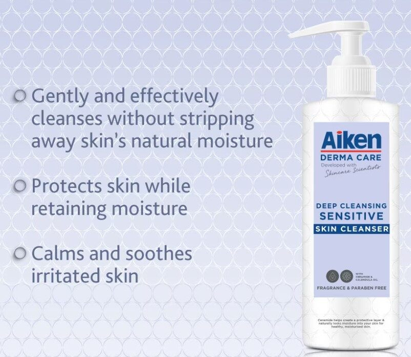 Aiken Derma Care Deep Clean Sensitive Skin Cleanser 150g Gentle Facial Wash Soothing Hydrating Non Irritating Formula for Sensitive Skin Deep Cleansing Refreshing Daily Skincare Essential for Soft Healthy Skin - View 3 of 3