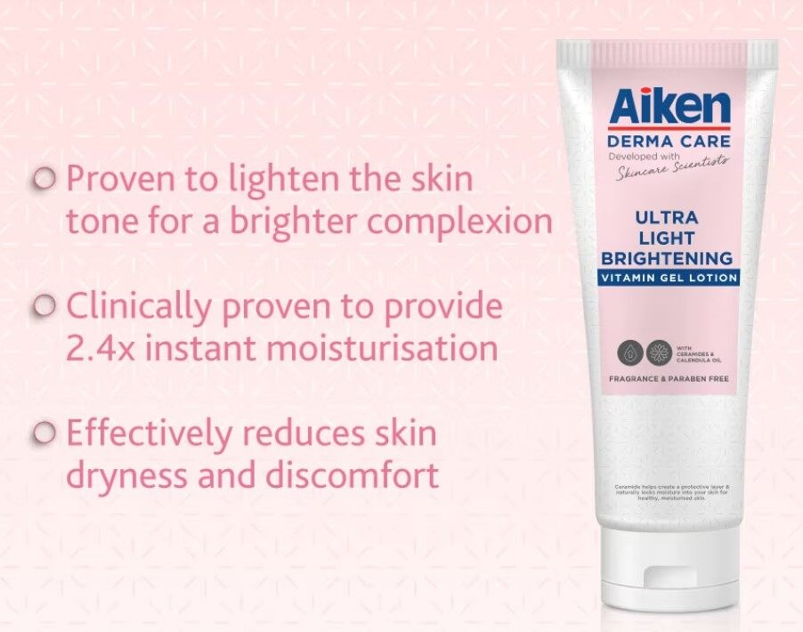 Aiken Derma Care Ultra Light Brightening Vitamin Gel Lotion 100g Hydrating Moisturizer Lightweight Oil Free Brightening Skin Tone Even Gel Cream Refreshing Fast Absorbing for Oily Combination Skin Daily Use - View 3 of 3