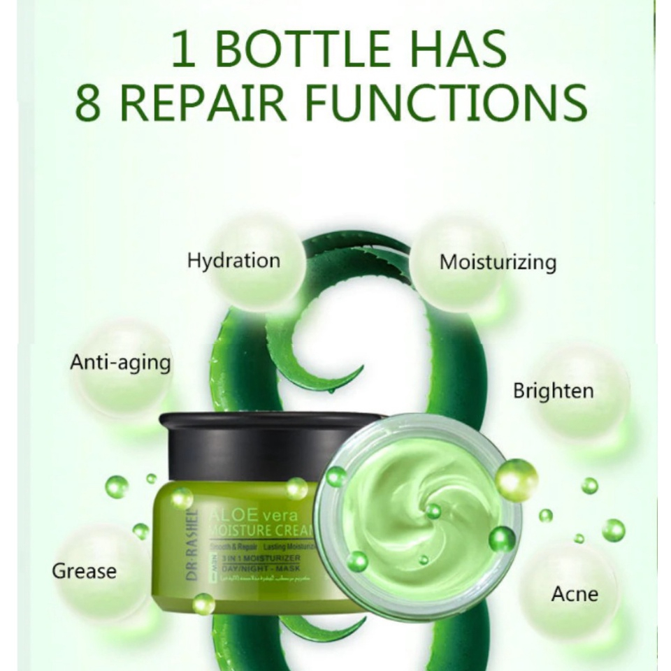 Dr Rashel Aloe Vera 3 in 1 Lasting Moisturizer Cream 50g Hydrating Soothing Skin Repair Face Cream Lightweight Moisturizer Gel Cream Anti Dryness Refreshing Daily Care for All Skin Types - View 3 of 3