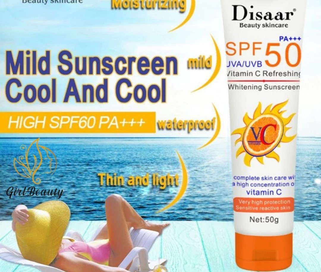 DISAAR SPF50 Vitamin C Refreshing Whitening Sunscreen 50g Broad Spectrum UV Protection Brightening Sunblock Lightweight Non Greasy Moisturizing Daily Face Sunscreen Anti Dark Spots for All Skin Types - View 3 of 3