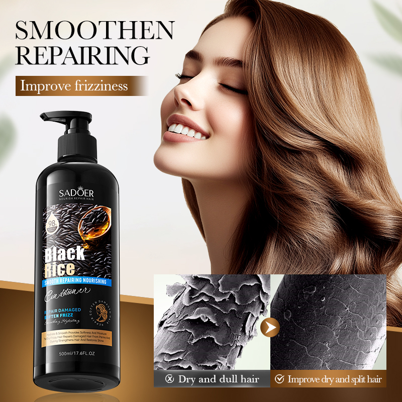 ROREC SADOER Black Rice Anti Hair Loss Anti Dandruff Conditioner 500ml Repair Damaged Hair Oil Control Smoothing Hydrating Nourishing Hair Care Conditioner Strengthening Soft Shiny Healthy Scalp Daily Use - View 2 of 3