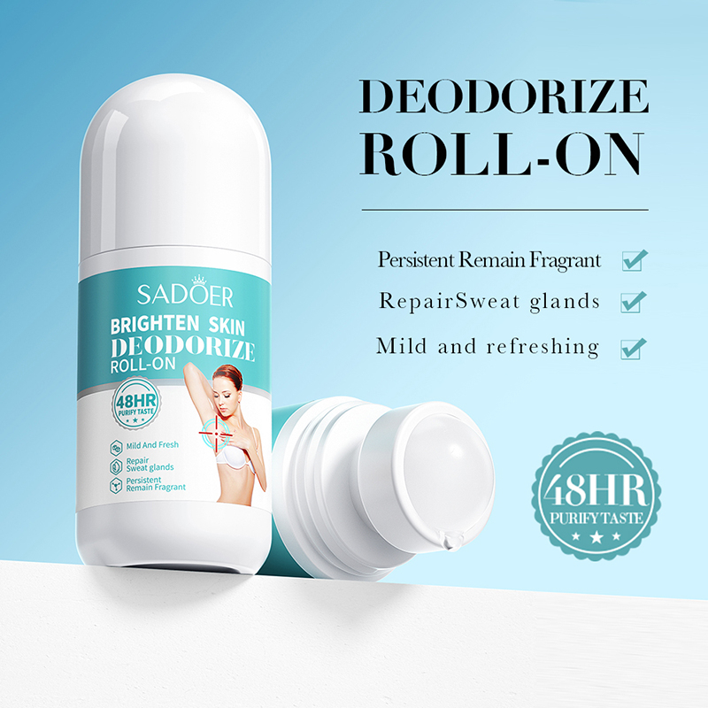 ROREC SADOER Brighten Skin Deodorize Roll On 48HR Protection 50ml Long Lasting Odor Control Fresh Mild Fragrance Underarm Whitening Care Sweat Control Quick Dry Non Sticky Daily Use for Men Women - View 2 of 3
