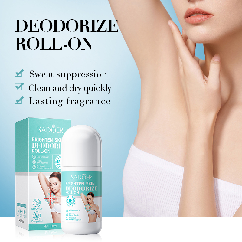 ROREC SADOER Brighten Skin Deodorize Roll On 48HR Protection 50ml Long Lasting Odor Control Fresh Mild Fragrance Underarm Whitening Care Sweat Control Quick Dry Non Sticky Daily Use for Men Women - View 3 of 3