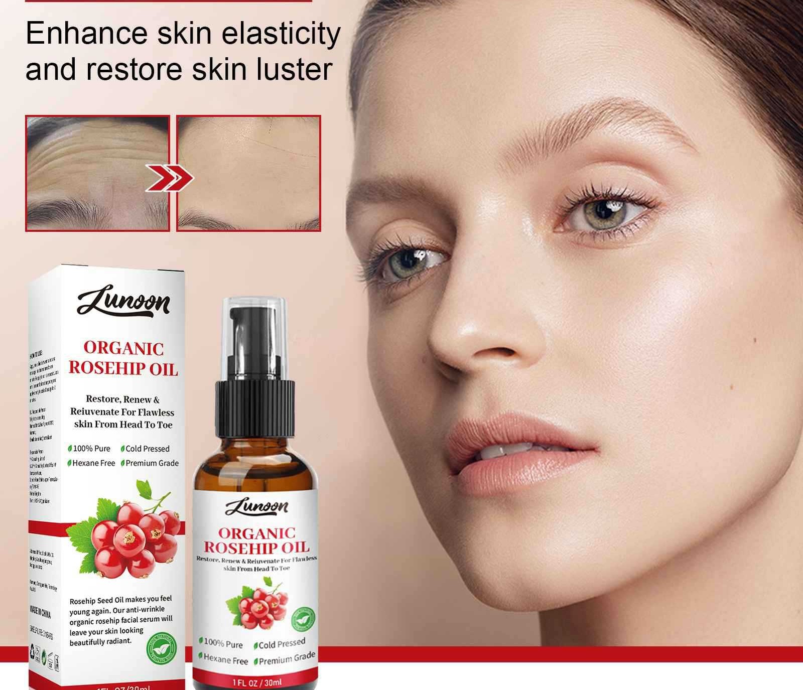 Organic Rosehip Seed Oil Essential Oil Deep Moisturizing Skin Repair Rejuvenating Facial Essence Natural Antioxidant Hydrating Brightening Anti Aging Face Oil Smooth Radiant Glow Daily Skincare for All Skin Types - View 3 of 3