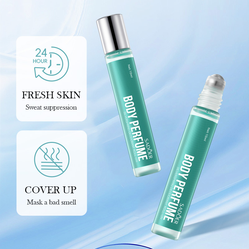 ROREC SADOER Silver Spring Deodorant Roll-On Body Perfume Fragrance 10ml Long-Lasting Fresh Scent Antiperspirant Gentle Skin Brightening Daily Use Travel Size Unisex Refreshing Odor Protection Solution - View 3 of 3