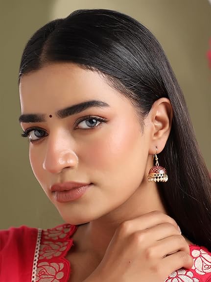 Gulnaar Collection | Jhumka For Women Traditional Meenakari Jhumkas Earrings Set For Women And Girls | Multi-Colour | Anniversary Birthday Gifts - View 2 of 6