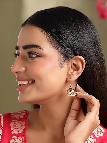 Gulnaar Collection | Jhumka For Women Traditional Meenakari Jhumkas Earrings Set For Women And Girls | Multi-Colour | Anniversary Birthday Gifts - View 3 of 6