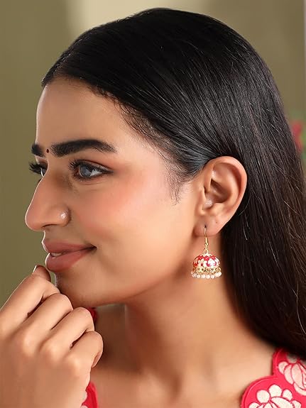 Gulnaar Collection | Jhumka For Women Traditional Meenakari Jhumkas Earrings Set For Women And Girls | Multi-Colour | Anniversary Birthday Gifts - View 5 of 6