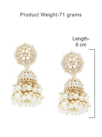 Zaveri Pearls Gold Tone Traditional Kundan & Pearls Jhumki Earring For Women-ZPFK11012 - View 3 of 3