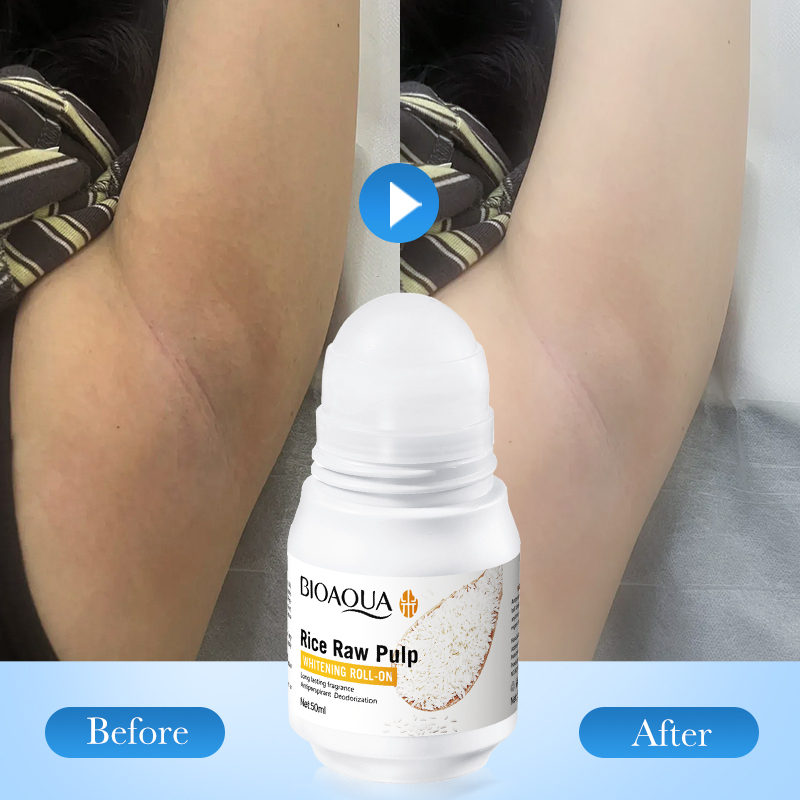 BIOAQUA Rice Raw Pulp Whitening Roll-On Deodorant 50ml Long-Lasting Fragrance Antiperspirant Brightening Underarm Care Gentle Formula Moisturizing Odor Protection Daily Use Smooth Fresh Skin - View 3 of 3
