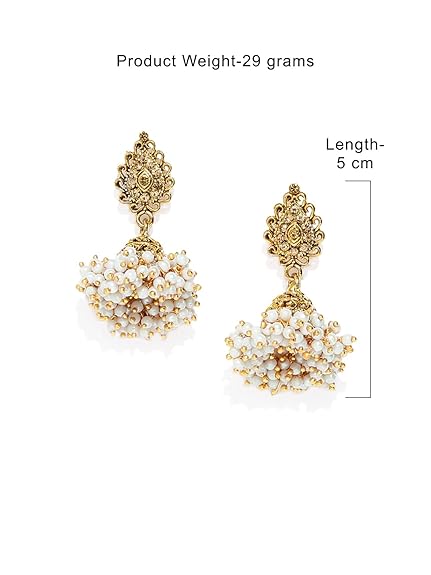 Zaveri Pearls Antique Gold Tone Traditional Jhumki Earring For Women-ZPFK7450 - View 4 of 4