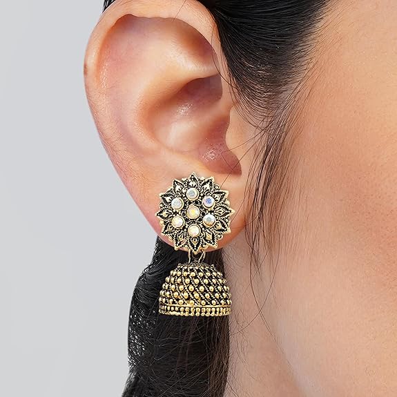  Frill Earrings For Women Floral Vintage Design Traditional Drop Jhumke For Women Girls Love Gifts 12 Pair of Earrings - View 3 of 6