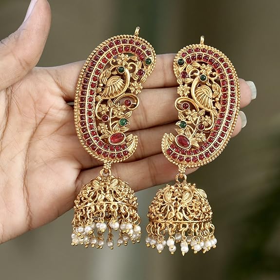Shining Diva Fashion Latest Stylish Fancy Traditional Peacock Jhumka Jhumki Earrings for Women and Girls - View 2 of 5