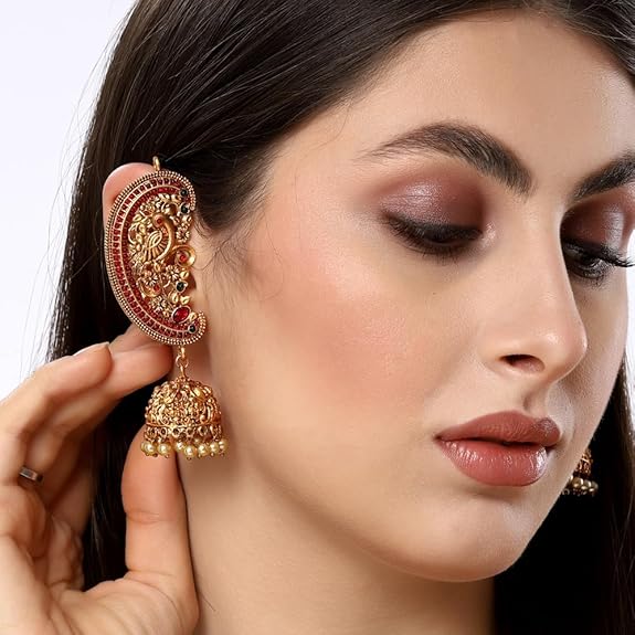 Shining Diva Fashion Latest Stylish Fancy Traditional Peacock Jhumka Jhumki Earrings for Women and Girls - View 3 of 5