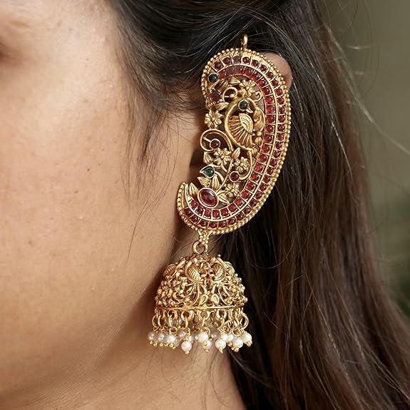 Shining Diva Fashion Latest Stylish Fancy Traditional Peacock Jhumka Jhumki Earrings for Women and Girls - View 4 of 5