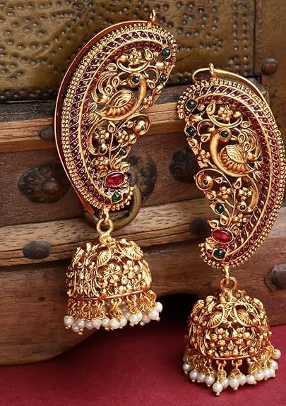 Shining Diva Fashion Latest Stylish Fancy Traditional Peacock Jhumka Jhumki Earrings for Women and Girls - View 5 of 5