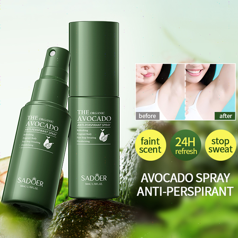 ROREC SADOER Organic Avocado Anti-Perspirant Spray 50ml Refreshing Fragrant Body Mist Long-Lasting Odor Protection Fast Sweat Control Gentle Skin Care Daily Use Hydrating Smooth Fresh Feeling - View 2 of 3