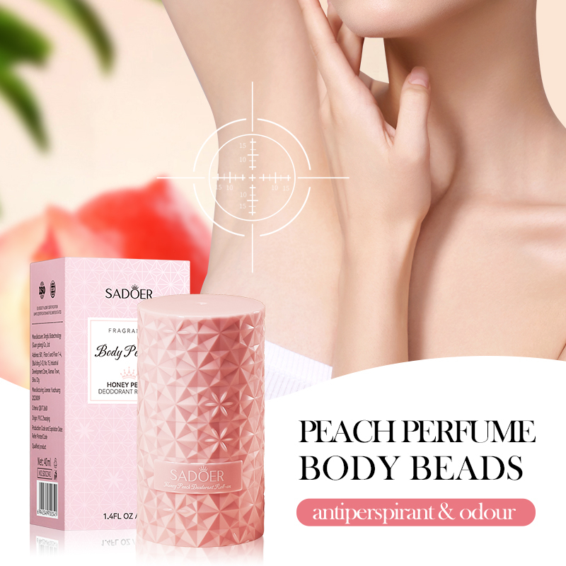 ROREC SADOER Honey Peach Body Perfume Deodorant Roll-On 40ml Long-Lasting Fruity Fragrance Antiperspirant Gentle Skin Care Daily Use Refreshing Odor Protection Moisturizing Smooth Underarm Unisex - View 2 of 3
