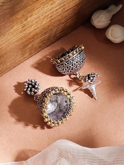Rubans Oxidised Jhumka Earrings Stylish Traditional Trendy Jewellery Gift for Women & Girls - View 2 of 4