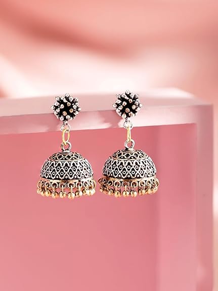Rubans Oxidised Jhumka Earrings Stylish Traditional Trendy Jewellery Gift for Women & Girls - View 4 of 4