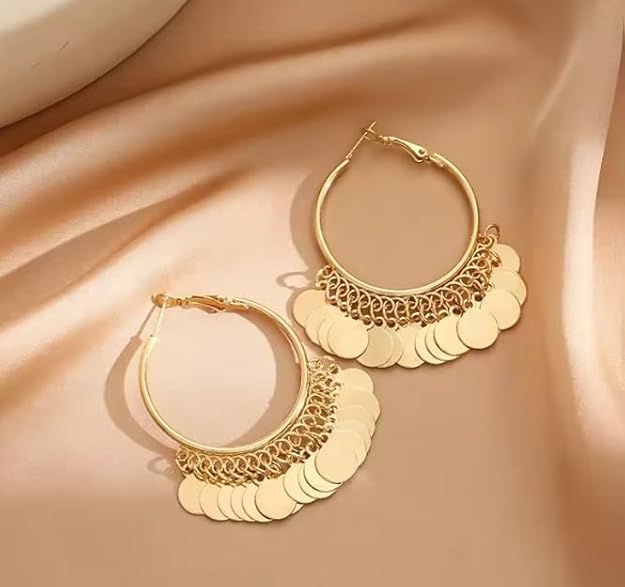 Bluebells gold color jhumka style traditional round bohemian earring set for women - View 4 of 5