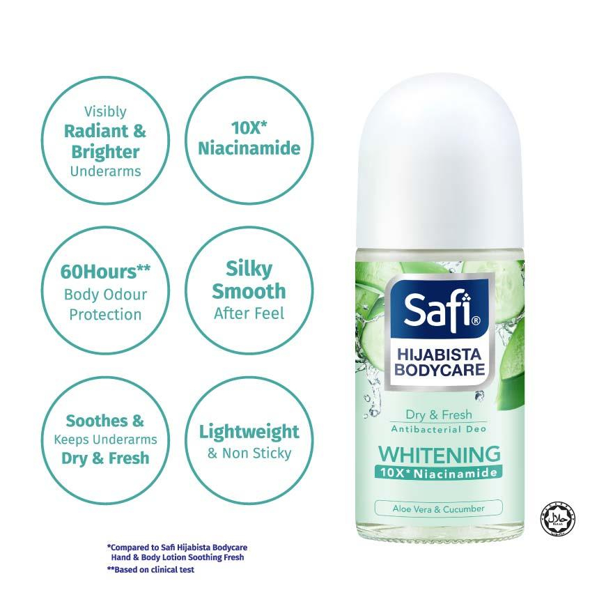 SAFI Hijabista Bodycare Antibacterial Deodorant Roll-On Dry Fresh 50ml Long-Lasting Odor Protection Antibacterial Care Underarm Freshness Quick Dry Gentle Skin Formula Daily Use - View 3 of 3