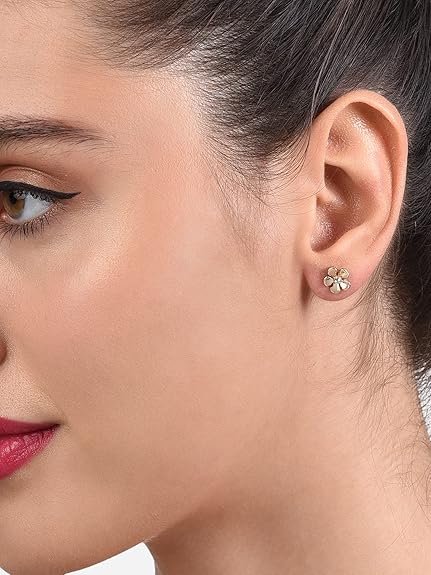 Zaveri Pearls Set Of 25 Gold Tone Smart Casual Wear Studs & Hoop Earrings For Women-ZPFK14053 - View 2 of 4