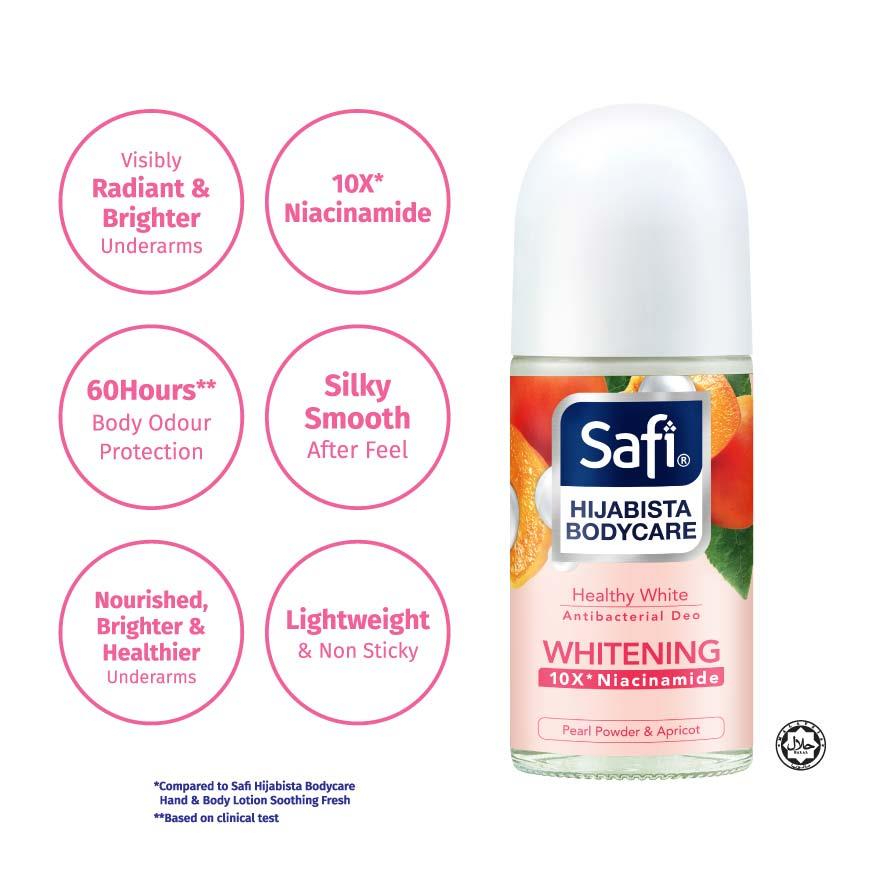 SAFI Hijabista Bodycare Antibacterial Deodorant Roll-On Healthy White 50ml Long-Lasting Odor Protection Antibacterial Underarm Care Brightening Freshness Quick Dry Gentle Skin Daily Use Feminine Care - View 3 of 3