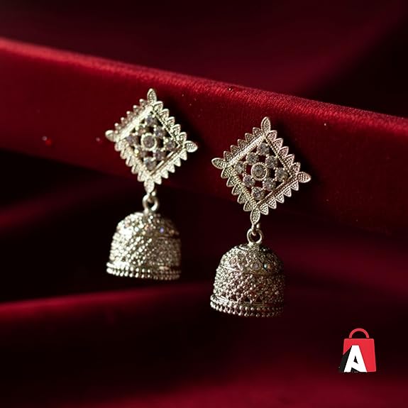 Traditional Earring for Woman - Jhumka for Girls - Bali Combo for Womens - Fashion Jhumkas - Diamond Round & Peacock Round Design Afghani Oxidised Silver Earrings (Total 2 Pair) - View 5 of 7