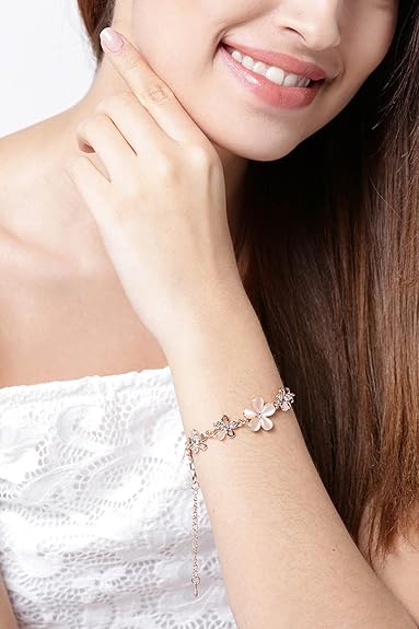 YouBella Jewellery Bracelets for Women Stylish Rose Gold Plated Crystal Bracelet Bangle Jewellery for Girls and Women - View 4 of 5