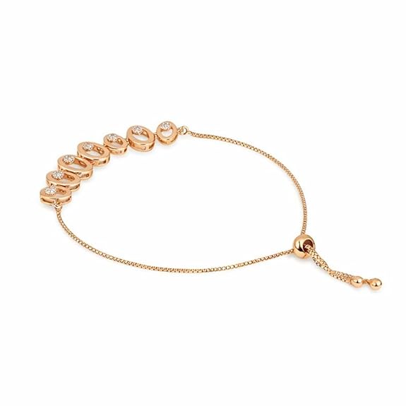 Nilu's Collection Rose Gold Plated American Diamond Crystal Contemporary Bracelet Jewellery with Adjustable Pull-Chain Bracelet for Women & Girls - View 2 of 5