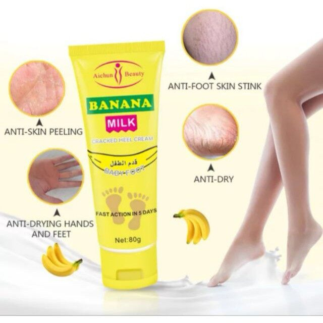 Aichun Beauty Cracked Heel Cream Banana Milk Repair Dry Skin Moisturizing Foot Care Crack Heel Treatment Whitening Softening Smooth Skin Daily Use Massage Cream Nourishing Hydrating - View 2 of 3