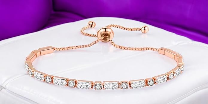 Nilu's Collection Stylish Cubic Zirconia American Diamond Adjustable Bracelet For Women & Girls Bracelet, Gift for Her - View 2 of 5