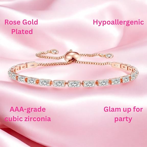 Nilu's Collection Stylish Cubic Zirconia American Diamond Adjustable Bracelet For Women & Girls Bracelet, Gift for Her - View 3 of 5
